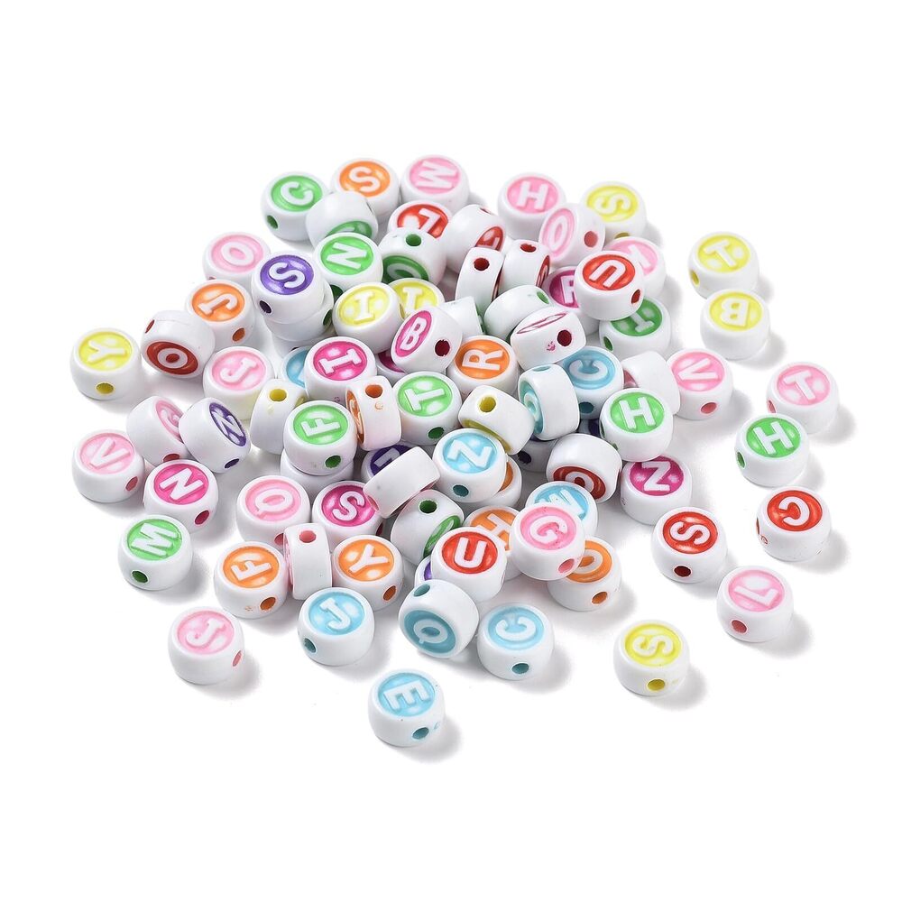 3309 1300 pcs 9.5mm Random Colors Flat Round Letter Acrylic Beads Initial